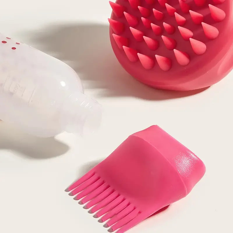 2pcs/set Silicone shampoo bottle PP Hair Dye Bottle With Aplicator, Oil Bottle Brush, Scalp Massage Brush Hair dye bottle