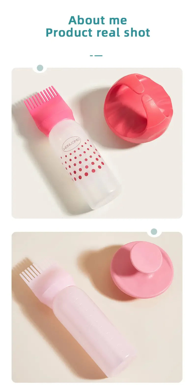 2pcs/set Silicone shampoo bottle PP Hair Dye Bottle With Aplicator, Oil Bottle Brush, Scalp Massage Brush Hair dye bottle