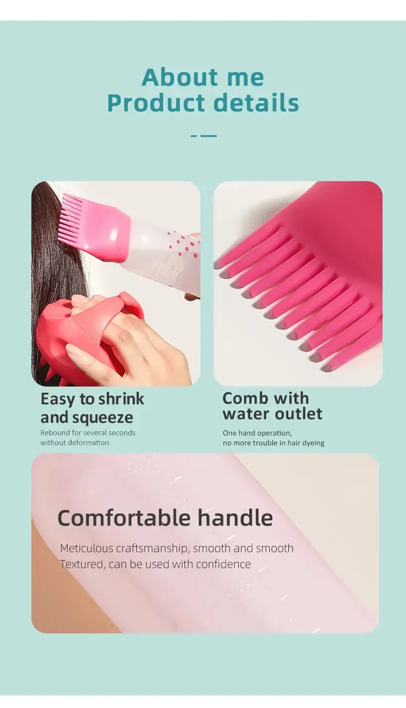 2pcs/set Silicone shampoo bottle PP Hair Dye Bottle With Aplicator, Oil Bottle Brush, Scalp Massage Brush Hair dye bottle