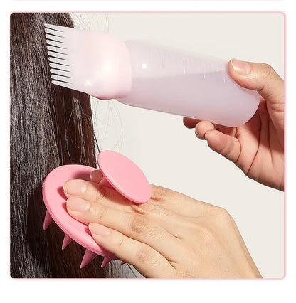 2pcs/set Silicone shampoo bottle PP Hair Dye Bottle With Aplicator, Oil Bottle Brush, Scalp Massage Brush Hair dye bottle